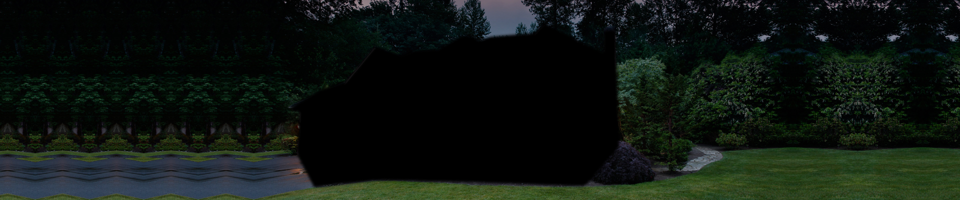 Dusk park with trees and grassy path
