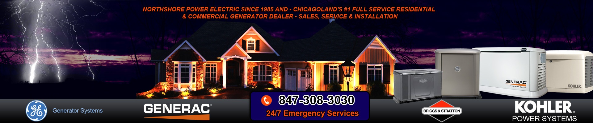 House with backup generators during lightning storm