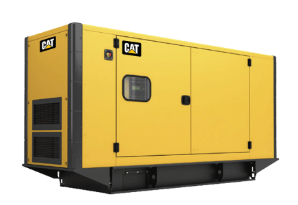 Yellow Caterpillar enclosed diesel generator unit